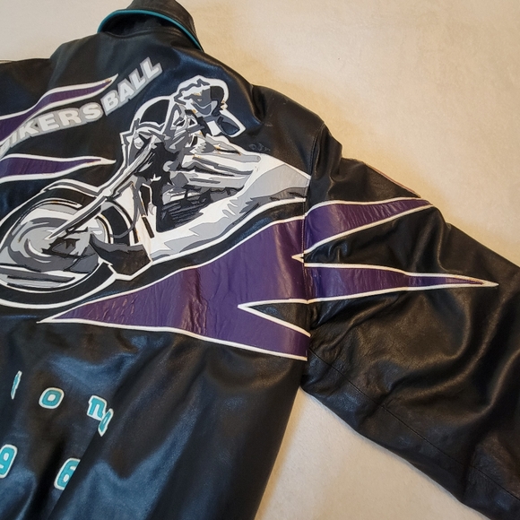 VTG Daytona Bike Week Jeff Hamilton 96 Biker Ball Leather Bomber Jacket Mens XL - Picture 8 of 17